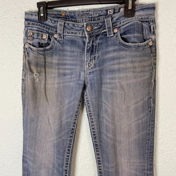 Miss Me Jeans Women’s 30 Bootcut JP5519B Cross Embroidered Flap Pockets Medium W - Picture 2 of 14